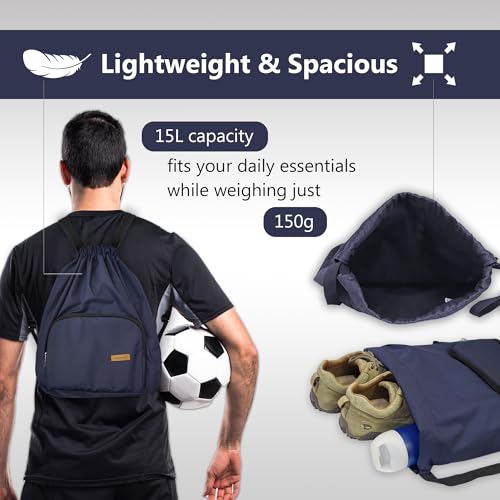 Image of Alienoid 15L Drawstring Bag | Gym Backpack for Men & Women | Draw String Bag for Sports, Football, Cycling, Swimming & More | Lightweight Drawstring Backpack for Travel & Daily Use