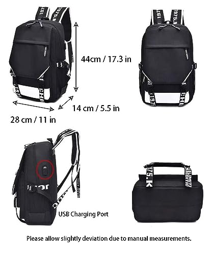 WANHONGYUE Mochila luminosa anime para laptop, viagem, esportes, casual, com porta de carregamento U