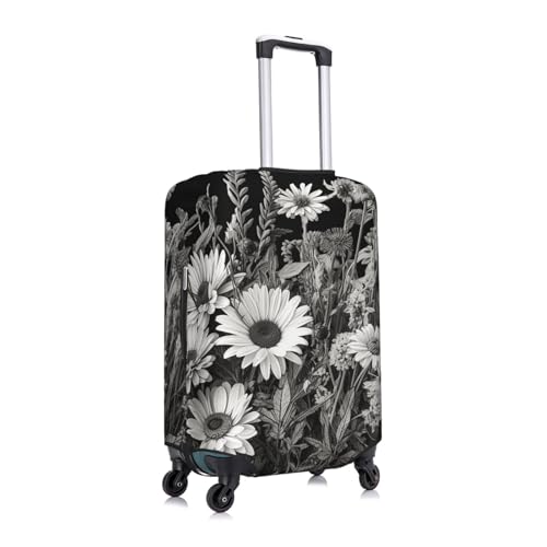 Travel Luggage Cover Fashion Suitcase Protector Black and White Flowers Spandex Baggage Covers Washable Suitcase Covers Anti-Scratch Luggage Cover Protectors Fits 18-32 Inch Suitcases Small2