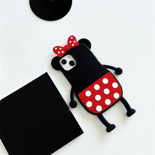 Threesee For Iphone 14 Pro Max Cartoon Minnie Mouse Case,3D Cute Dot Bow Soft Flexible Silicone Gel Rubber Bumper Shockproof Protective Phone Case Cover For Iphone 14 Pro Max 6.7 Inch #TOP2