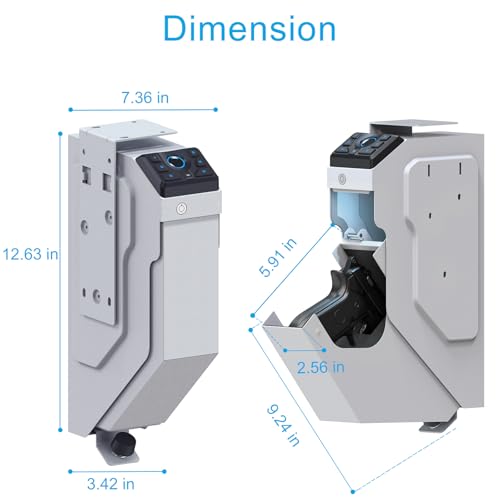 Image of VERPROOF Biometric Gun Safe for Handgun Drop Down Pistol Safe, Smart Pistol Safe with Fingerprint, PIN Code, Key Access for Nightstand, Desk, Bedside, Low-Vis Mode, Type-C Power (White)
