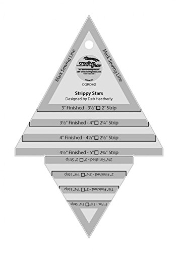 Creative Grids Strippy Stars Tool Quilt Ruler – CGRDH2 – Made in USA, 5in x 7-1/2in, Non-Slip Grip Acrylic Quilting, Sewing, Crafting, Patchwork Ruler & Template