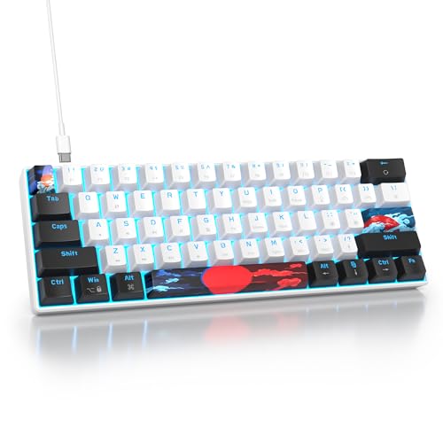 Image of 60 Percent Gaming Keyboard 61 Keys Mechanical Keyboard Ultra Compact Wird Keyboard LED Backlit with Red Switch for PC Laptop Gamer(61 White)