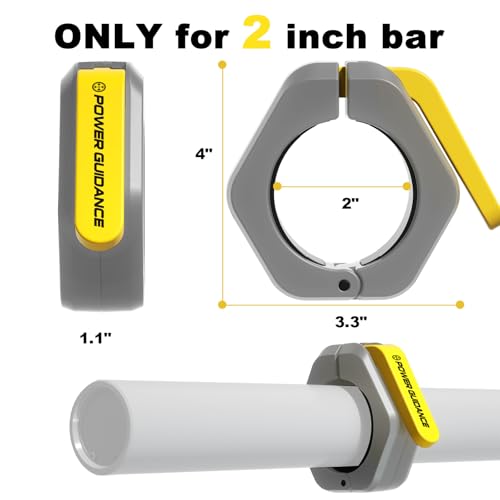 Image of POWER GUIDANCE Barbell Collars Barbell Clips, 2 inch Olympic Barbell, Non-Slip Weight Quick Release Barbell Collar for Workout Weightlifting, Gym equipment accessories (Grey)
