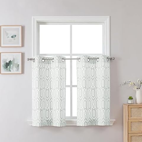 Lecloud MENA Light Green Kitchen Curtains Cover