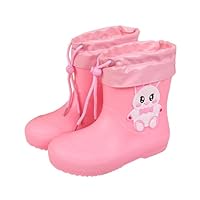 Kids Wellies Toddler Rain Boots Baby Kids Easy-on Rain Shoes Children Shoes for Boys Girls Toddler Boots Size 7 Preschool (9.5 Pink