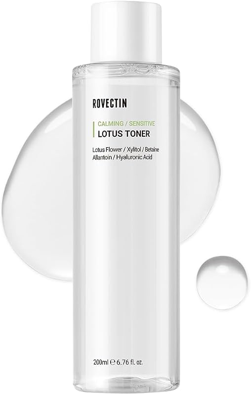 ROVECTIN Tônico facial Calming Lotus Water com extrato de flor de lótus, ácido hialurônico e pH4.7, 200 mL