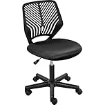Yaheetech Adjustable Computer Armless Office Chair with Rolling Wheels and PP Back Support for Home Work Students Study Black