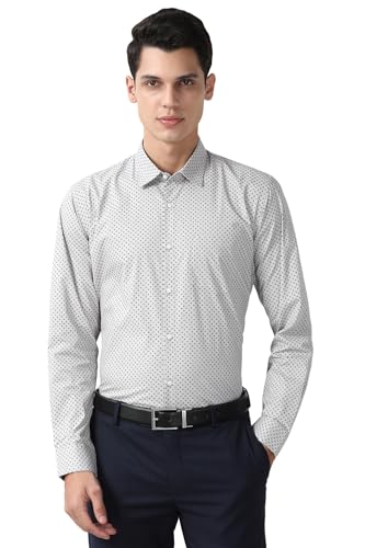 Image of Peter England Men's Formal Shirt with All-Over Print - Cotton, Full Sleeves, Regular Fit