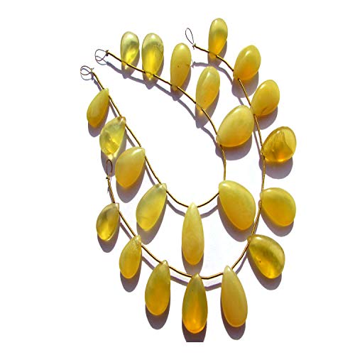 Perles d'opale jaune semi précieuse poire lisse 9X18-13X20mm pour création bijoux DIY