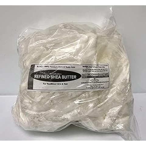 GREENandORGANIC White REFINED African Shea Butter 15Lbs Premium 100% Natural Pure Cold pressed Organic Grade A Ghana Skin Beauty Care Face Body Hair Scalp Non GMO Cover