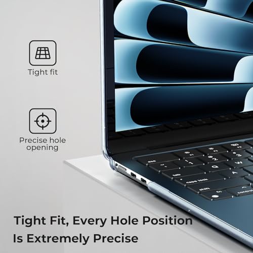 Image of EooCoo Compatible for Apple MacBook Air 13 inch Case M5 M4 M3 M2 2026 2025 2024 2022, A3449 A3240 A3113 A2681 with Touch ID,Mac 13.6 Laptop Protective Plastic Hard Shell Cover-Glitter Crystal Sky Blue