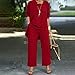 Stylish Women's Trousers Suit for Autumn and Winter Fashionable Plus Size Three-Piece Set Comfortable and (Red, L)