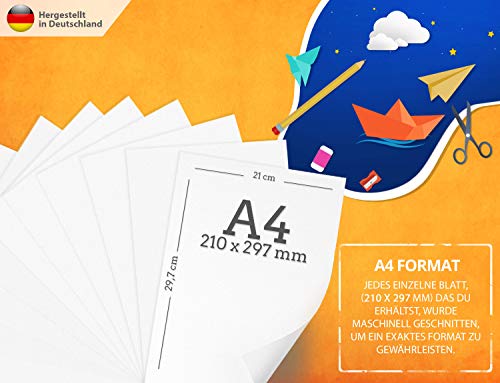 Image of 250 Sheets Printer Paper A4 80 g White - Premium Paper Pure White - DIN A4 - 21 x 29.7 cm - Copier Paper, Laser Printer & Inkjet for University, Photography, Presentations, Crafts - Ideal for Copiers