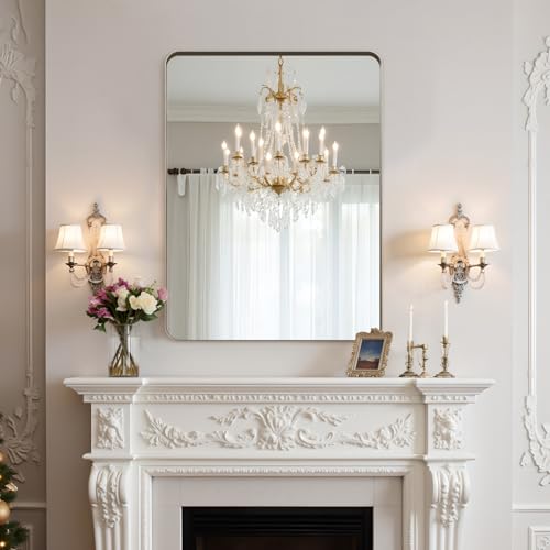 Image of 32 inchx24 inchBathroom Vanity Mirror for Wall Aluminum Framed Farmhouse Rectangle