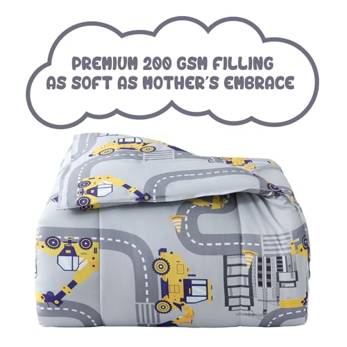 Image of Yibeizi Truck Full Comforter for Boys Cute Grey Car Bedding Set