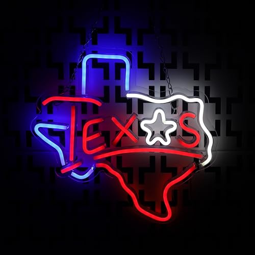 Image of Texas Neon Sign Texas Longhorn Neon Light Lone Star LED Neon Sign for Wall Decor Dimmable LED Neon Light for Bar Restaurant Music Concert Man Cave Wall Art 12.6 * 11.8IN