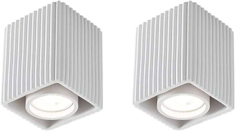 Modern Directional Spotlight GU10 Ceiling Downlight Resin Surface Mounted Spots Light, 2 Pcs Square Hallway Ceiling Lamp, Directional Spotlights(White)