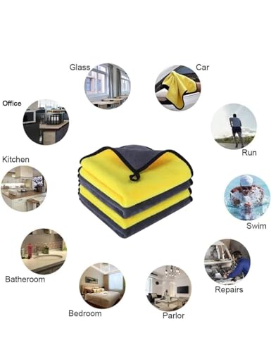Image of AADYAALLEY Car Accessices Cleaning 800 GSM Microfiber Towel for Car Cleaning and Detailing - Dual Sided, Extra Thick Plush Microfiber Cloth - 40cm x 40cm Pack of 5