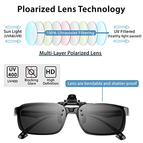 Image of SPLAKS Clip-on Flip Up Polarized Sunglasses Rimless Over Prescription Glasses for Men Women
