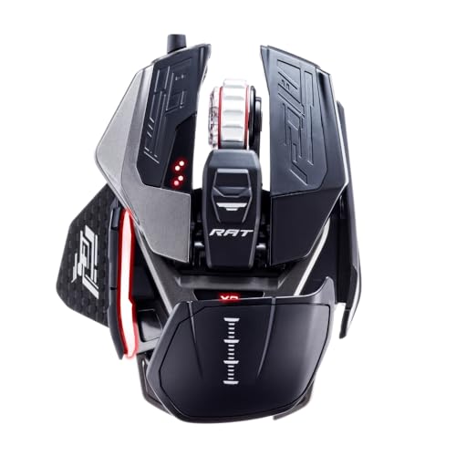 MAD CATZ Otantik R.A.T. PRO X3 kablolu Oyun Faresi, 3 Kaydırma Tekerleği Halka Seçenekleri, Ekstra aksesuarlarla, 10 kullanıcı profili için yerleşik bellek, Karbon Fiber Başparmak Dayanakları, Siyah