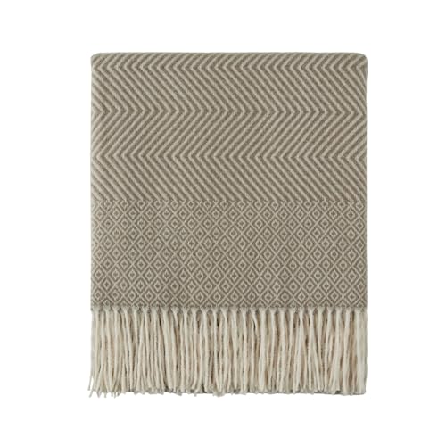 Image of CREVENT 50 inchX60 inch Farmhouse Breathable Soft and Warm Classic Throw Blanket for Sofa Couch Bed, Faux Cashmere Home Decoration Throw with Tassles (Coffee)