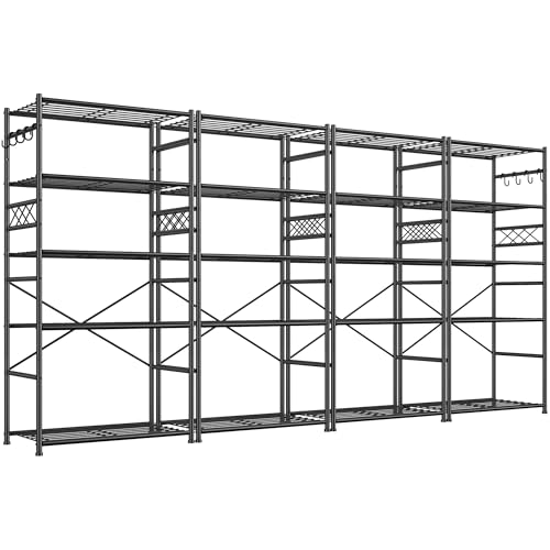 Image of DurayLoly Storage Shelves 5 Tier Capacity,Metaling Shelving with Hooks,Heavy Duty Garage Shelves Unit with Leveling Feet,Wire Shelving for Pantry,Kitchen and Closet,23.6 inch W x 13.8 inch D x 72.4 inch H,500lbs