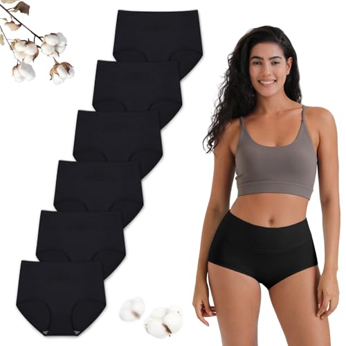 Listado de Tiendas de Ropa Interior para Dama para comprar hoy. 50 EKQ Ropa Interior Mujer, Calzones de Cintura Alta Algodon Elásticas Pantaletas para Mujer Suave y Transpirable Bragas Mujer Paquete de 6