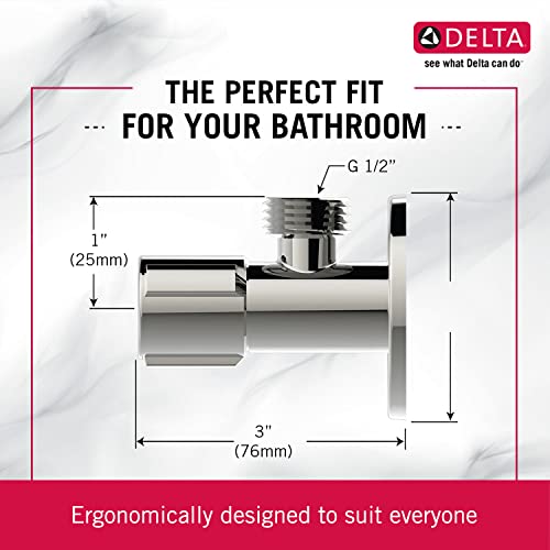 Image of DELTA FAUCET, Brass Quarter-Turn Angle Valve with Adjustable Wall Flange for Bathroom taps, Wash Basin, Geyser Connection, Polished Chrome, IAO36004