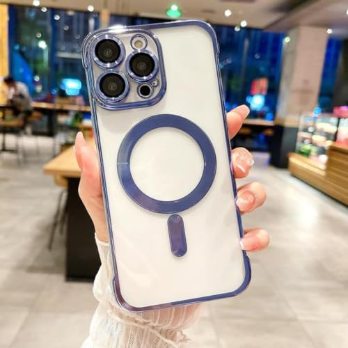 Étui magnétique iPhone 12 Pro Max bleu ultra mince pour recharge sans fil au bureau