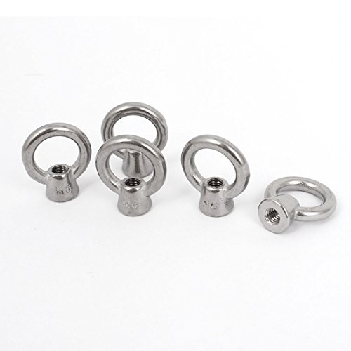 Aexit M6 6mm 304 Grade Stainless Steel Tall-Collar Lifting Eye Bolt Nut 5 Pcs (3907fe0a2ce4f482157245d84b66500f)