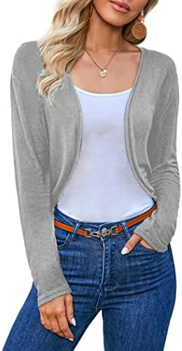 Hotouch Bolero Jackets for Evening Dresses Cropped Cardigan for Women Lightweight Bolero Shrugs for Dresses Grey Small