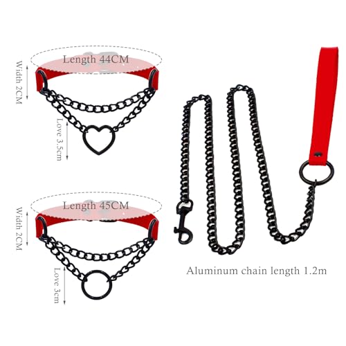3PCS Collar and Leash Set for Women PU Leather Choker Necklace for Women Gothic Heart Chain Choker Necklace Punk Goth Accessories Body Chain Gothic Punk Grunge Emo Necklace for Cosplay2