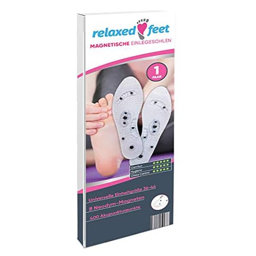Relaxed Feet – Magnetische Einlegesohlen unisex – Geleinlagen für Schuhe - In der Länge zuschneidbar - 1x