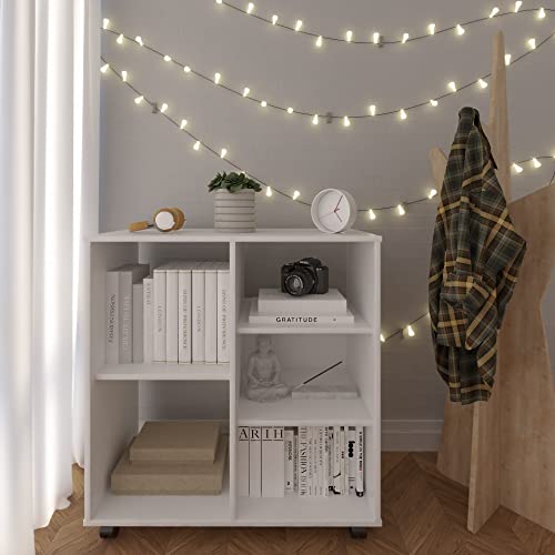 ESTANTE ORGANIZADORA FALKK MOMA 5 NICHOS C/ RODIZIO BRANCA