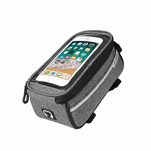 AINAAN Bicycle Front Beam Waterproof, Mountain Bike Riding Storage Bag, Oversized 6.0-inch Mobile