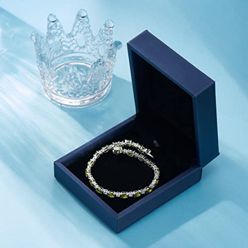 Gemlanto August Birthstone Bracelets Sterling Silver Created Peridot Tennis Bracelet Oval And Round Sparkling Cubic Zirconia Cz Bracelets Charm Fine Jewelry For Women Girls 7 Inch #TOP5