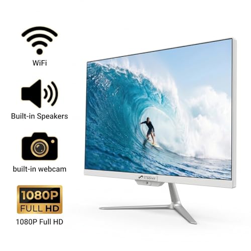 Image of STGSivir All in One Desktop Computer, 23.8 inch FHD Display, Intel Core i7 up to 3.9G, 16GB RAM, 512GB SSD, WiFi 5, BT, RGB Keyboard & Mouse, Webcam, Windows 11 Home,White