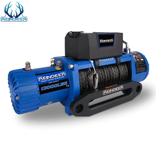 REINDEER Novo Guincho 12V 13000 Lb Capacidade De Carga Guincho Elétrico Corda Sintética Com Hawse Fa