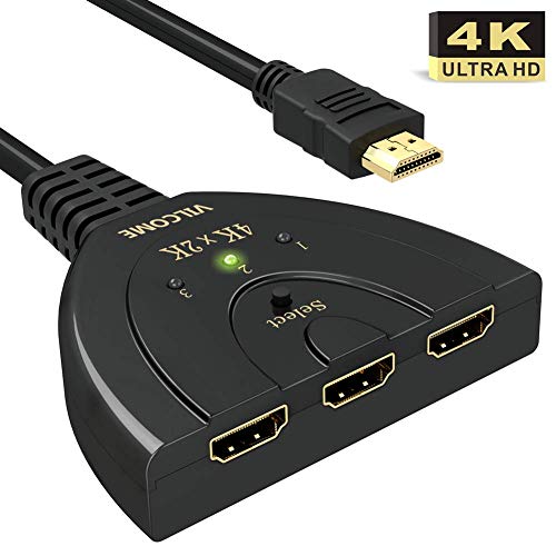 HDMI Switch,VILCOME 3 Port 4K HDMI Switch 3x1 Switch Splitter with Pigtail Cable