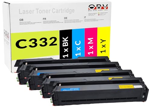OBV Toner-Set kompatibel für Lexmark C3224dw C3326dw C3426dw MC3200 MC3224adwe MC3224dwe MC3224i MC3226adwe MC3300 MC3326adwe MC3326i MC3400 MC3426adW MC3426i Schwarz Cyan Magenta Gelb je 1500 Seiten