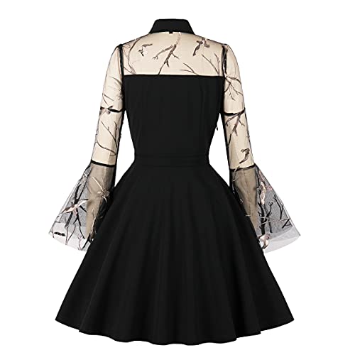 Image of Women's Vintage Polka Dot 1950s Audrey Retro Rockabilly Prom Dress 50's 60's A-Line Cocktail Party Swing Dress