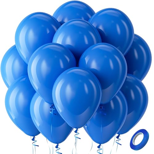 Image of Bezente Royal Blue Latex Party Balloons - 100 Pack 12 inch Round Helium Matte Dark Blue Balloons for Graduation Men Birthday Gender Reveal Wedding Under The Sea Ocean Theme Boho Party Decorations