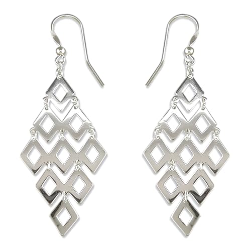 Image of TRUESILVER ACPL 925 Sterling Silver Dangle Earrings for Women | BIS Hallmarked Elegant Long Drop Earrings | Stylish Chandelier Design Jewelry