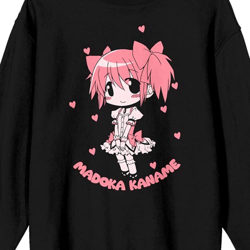 Bioworld Puella Magi Madoka Magica Modoka kaname chibi on Black Long Sleeve Adult Crew neck2