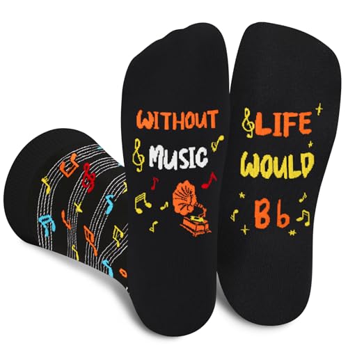 AGRIMONY Calcetines de música divertidos para hombres y mujeres, regalos de calcetines musicales locos, cumpleaños, Navidad, regalo divertido, Music01, Medium / Large