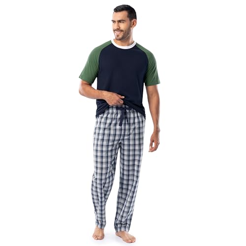 Fruit of the Loom Men's Jersey Henley Top and Broadcloth Pant Sleep Pajama Set3