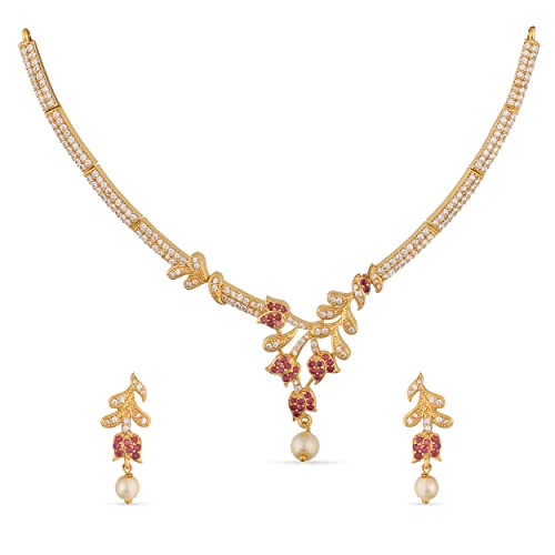 TARINIKA Jivisha Necklace Set with Earring for Women Wedding Bridal Jewelry set with Cubic Zirconia...