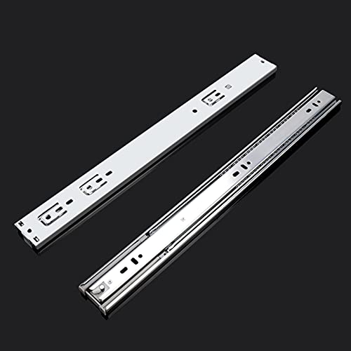 18 Inch 100 Lb Capacity Full Extension Soft / Self Close Ball Bearing Side Mount Drawer Slides, 3 Fold Full Stretch Side Hanging Drawer Rails #TOP6