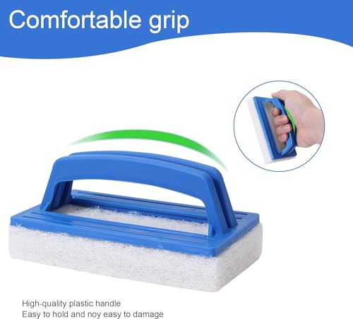 Pool Schwamm Bürsten Poolreinigung Handschrubbe Poolbürsten mit Griff Teich Bürste Pool Zubehör Reinigung für Beseitigung von Schmutz, Algen (Blau) – Bild 5
